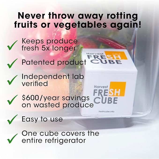 Produce Saver | Convert Ripening Ethylene gas to harmless vapor in fridge | Extend produce shelf life up to 4 to 6 weeks | Simply unwrap and forget! | Pack of 2 | 180 Day Supply