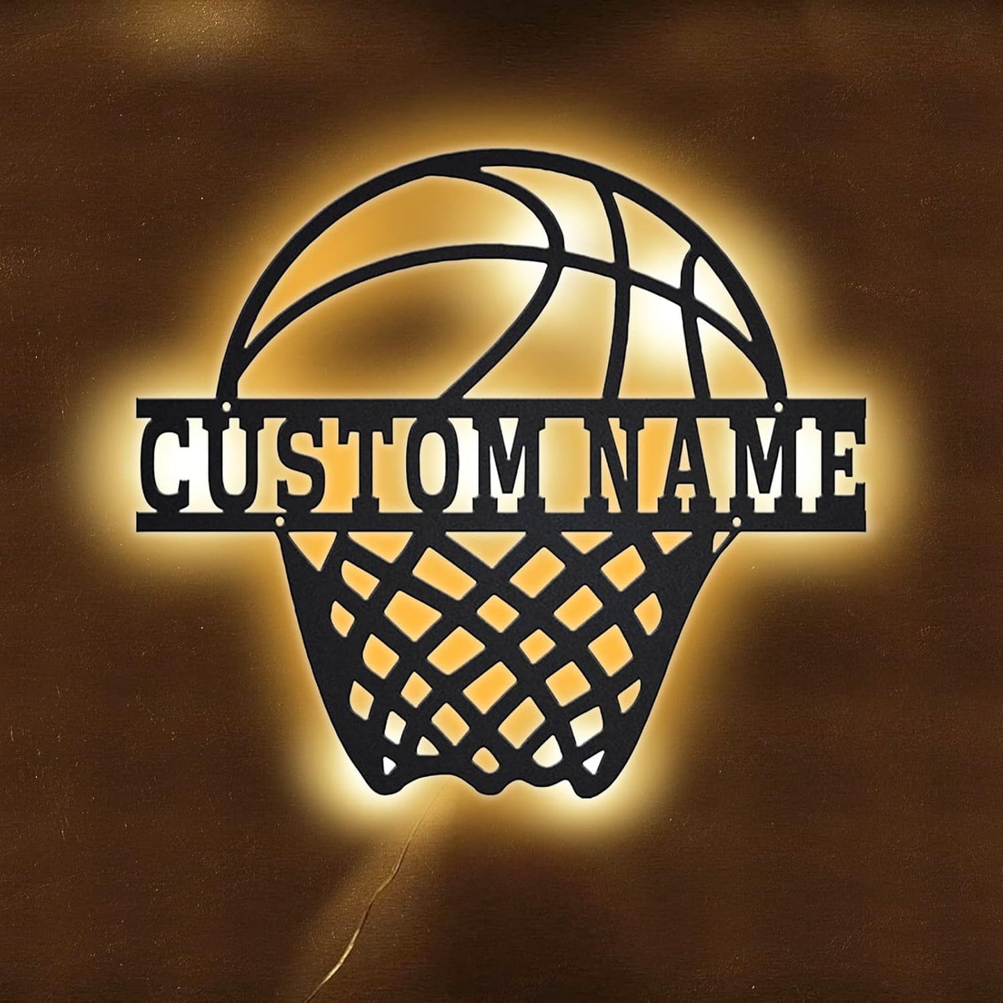 Personalized Name 7 Colors Football lamp Custom Wall Art Night Light LED Name Sign Gift for Boys Men Girls (B-Basketball)