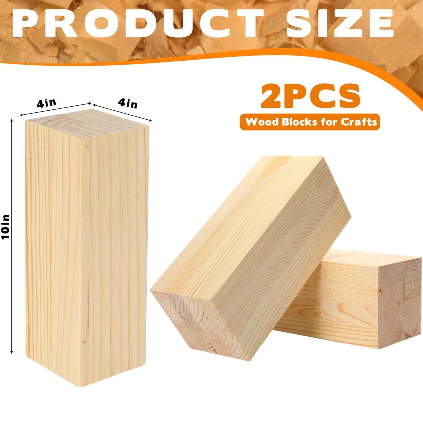 Landical 2 Pack Pine Wood Carving Blocks 10x4x4 Inch Unfinished Whittling Wooden Blocks for Beginners Home Christmas DIY Arts Supplies