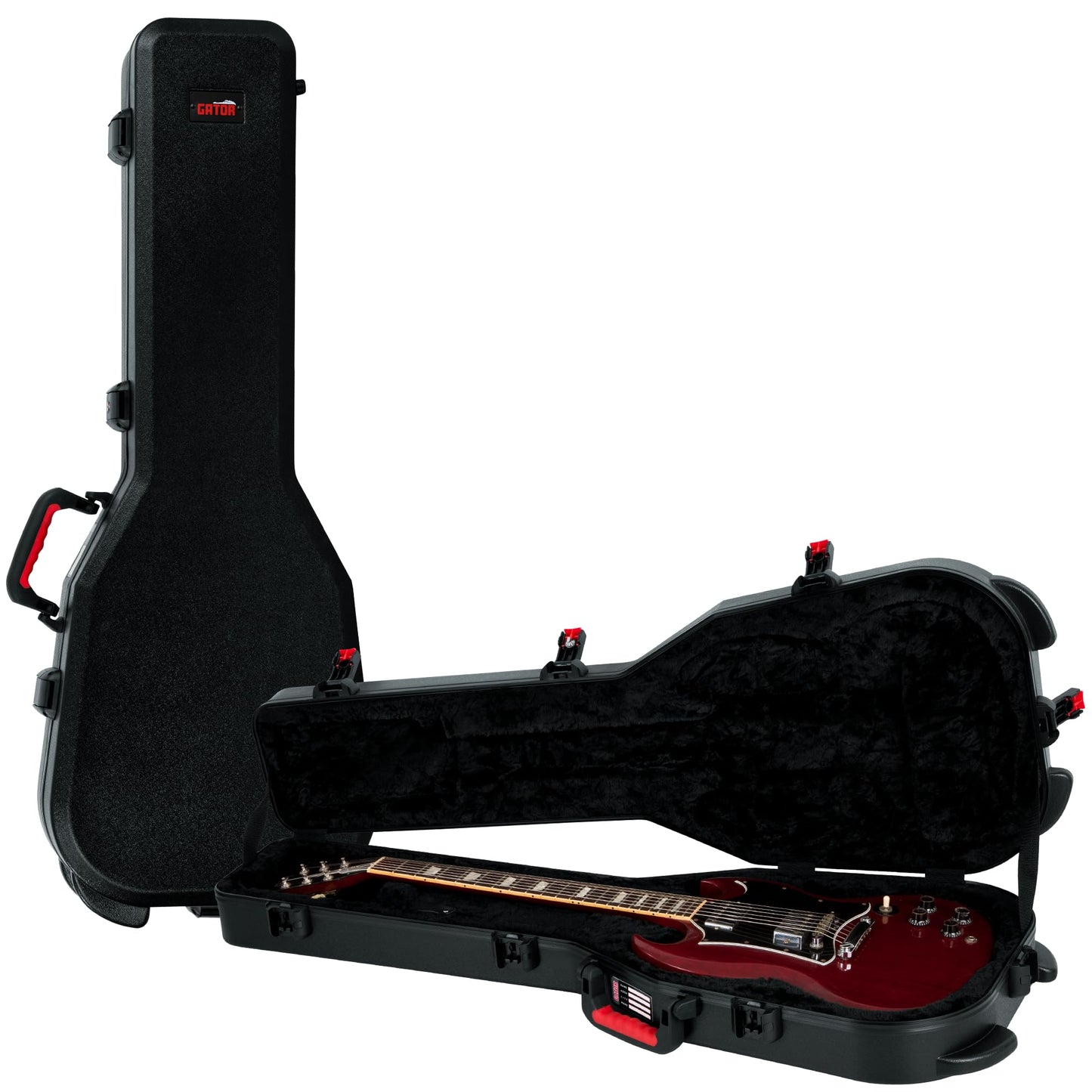 Gator Cases Molded Flight Case For SG Style Double Cut Away Guitars With TSA Approved Locking Latch, (GTSA-GTRSG)
