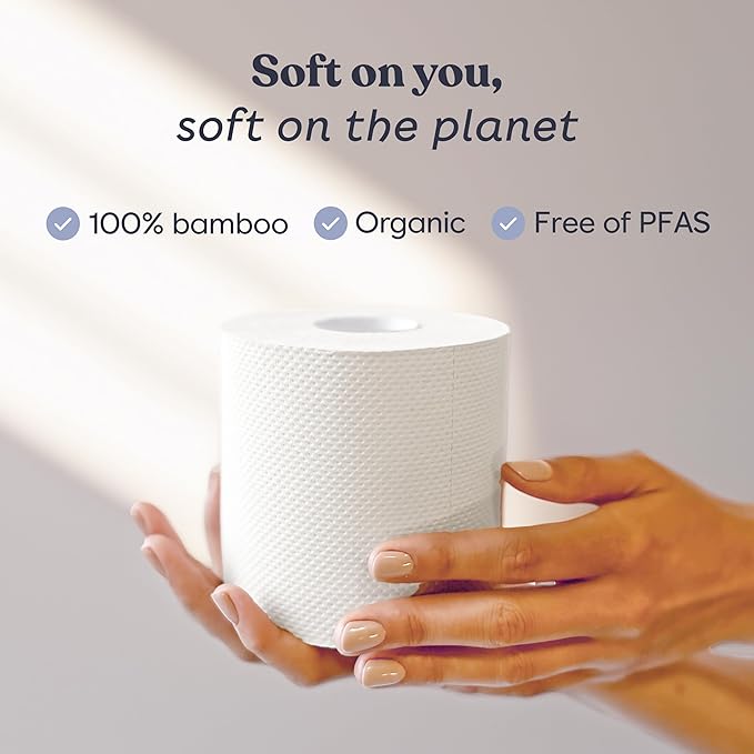 Betterway Bamboo Toilet Paper 3 Ply - Sustainable Toilet Tissue - 24 Long-Lasting Rolls & 360 Sheets Per Roll - Septic Safe - Organic, Plastic & PFAS Free - FSC Certified