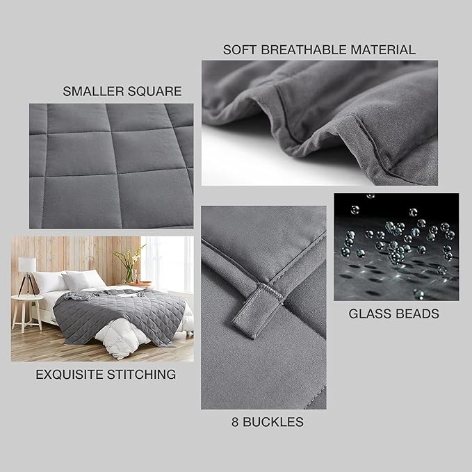 BB BLINBLIN Cooling Weighted Blanket Heavy Blanket, Calm and Sleep, Premium Soft and Comfortable Material and Glass Beads (Dark Grey, 60''x80'' 12lbs), Suit for Adult(~110lb) Use on Queen/King Bed…