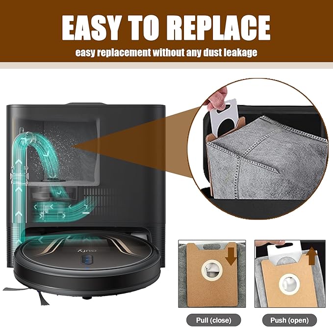 6 Pack Replacement Dust Bags Compatible With Eufy RoboVac G35+, G40+, G40 Hybrid+ Auto-Empty Station Disposal Vacuum Bags Accessory Part