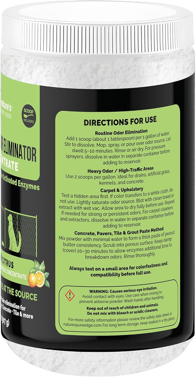 Kennel Odor Eliminator Concentrate – Enzyme Powder for Pet Odor, Urine & Poop – Safe for Carpets, Crates, and floors – Makes 86 Gallons – Sunny Citrus Scent- Industrial Pet Urine Odor Eliminator