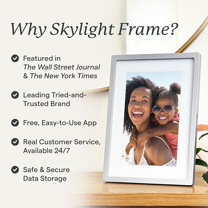 Skylight Digital Picture Frame - WiFi Enabled with Load from Phone Capability, Touch Screen Digital Photo Frame Display - Customizable Gift for Friends and Family - 10 Inch Gold