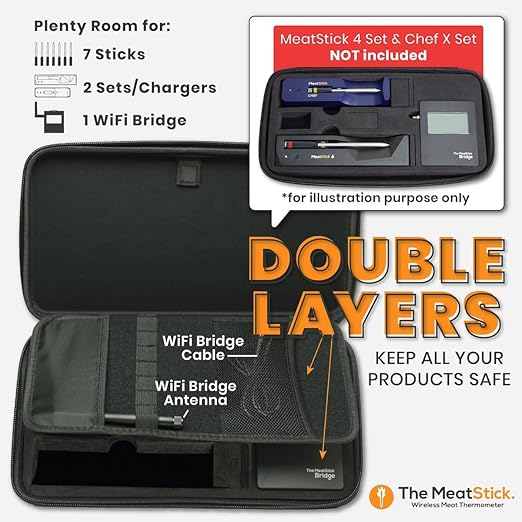 MeatStick Chef WiFi Travel Kit [Unlimited Range] | Quad Sensors Smart Wireless Meat Thermometer with Bluetooth | for Grilling, BBQ, Air Fryer, Deep Frying, Oven, Sous Vide, Rotisserie