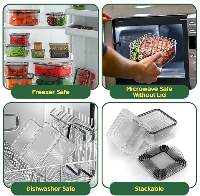 44 Pcs Food Storage Containers with Lids Airtight- 22 Stackable Boxes-22 Lids) Plastic Meal Prep Container for Pantry Kitchen Organization, Microwave, Dishwasher, Freezer Safe -100% Leak Proof
