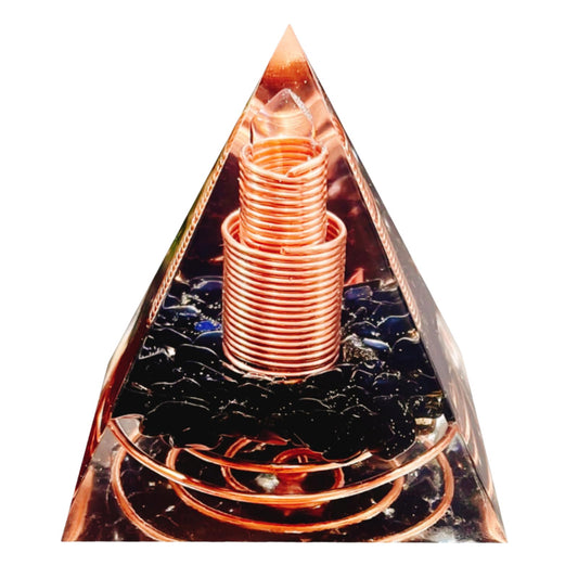 Saefheled Crystal Column Orgone Pyramid,Natural Energy Obsidian&White Quartz Orgonite Crystal Healing Pyramids,for Reduce Stress, Balance Chakra,Meditation Attract Luck,Accumulate Wealth Health(6cm)