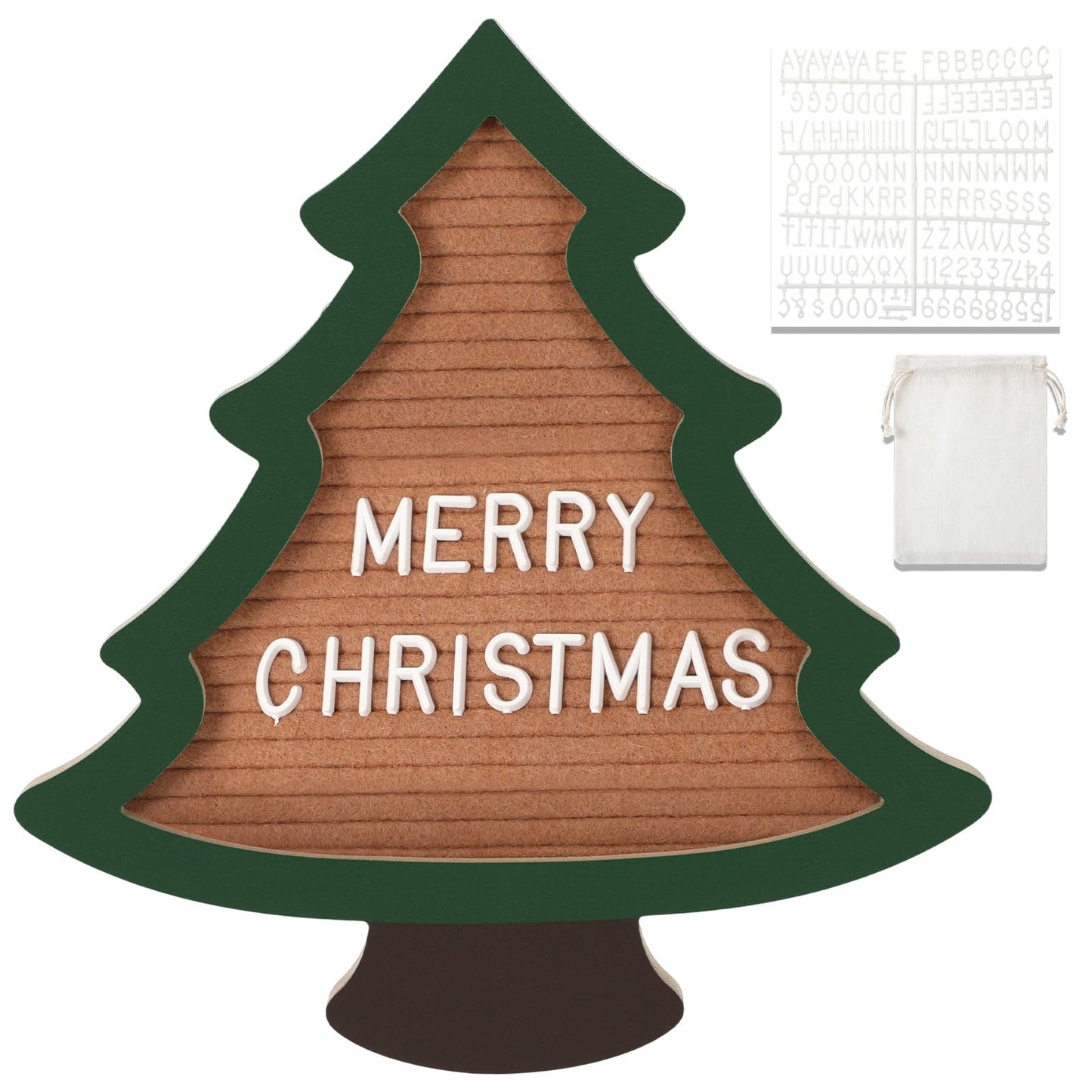 Humyoun Changeable Felt Letter Board with Letters Christmas Tree Designs Photo Props Xmas Supplies Holiday Mugshot Sign Baby Announcement, Message Board Decor Farmhouse Milestones Kids