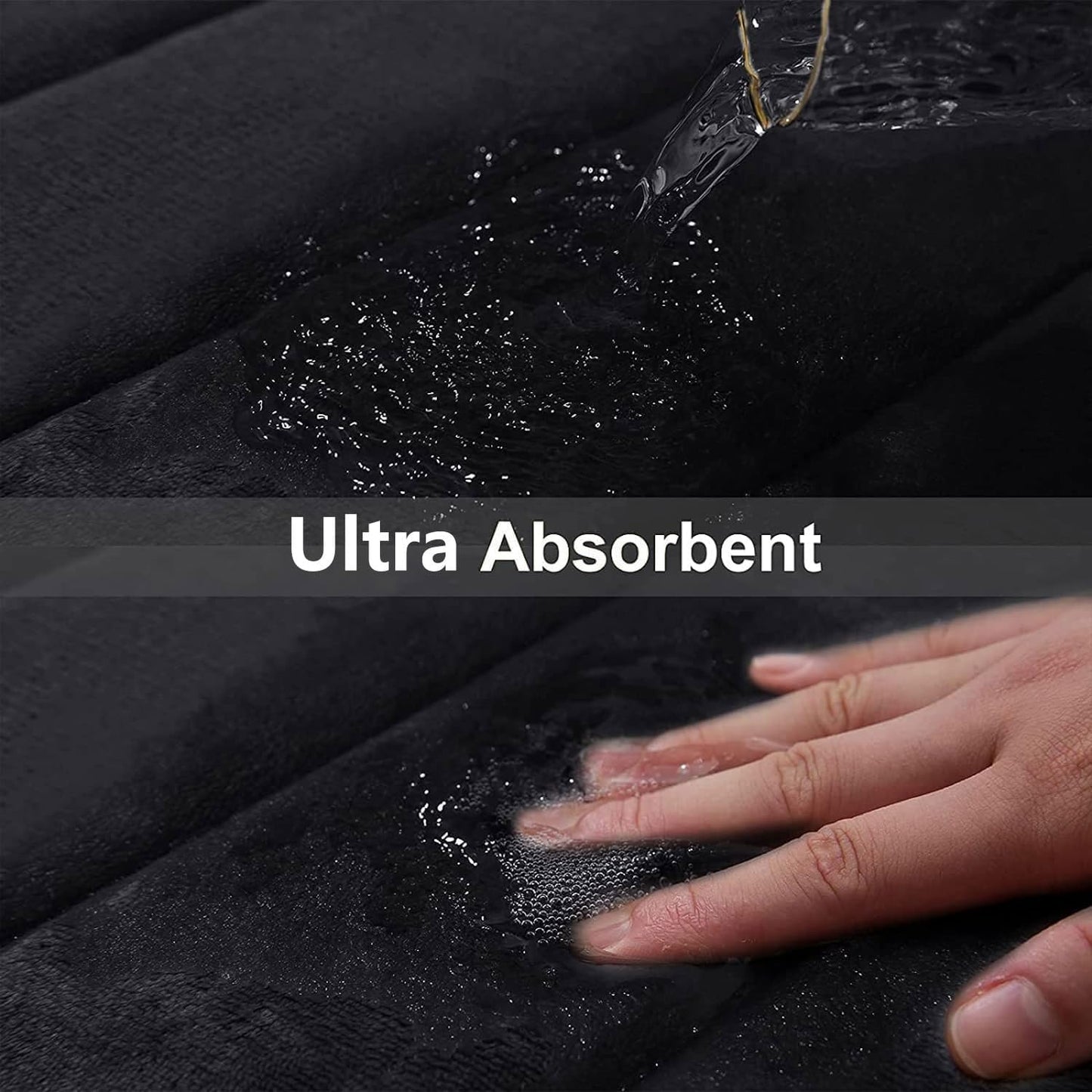 Buganda Memory Foam Bath Mat, 55" x 24", Ultra Soft and Non-Slip Bathroom Rugs, Water Absorbent and Machine Washable Bath Rug Runner for Bathroom, Shower, and Tub, Black