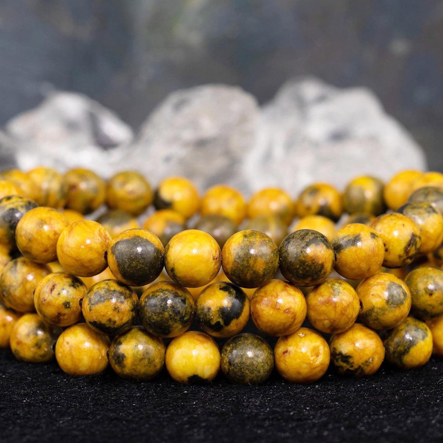 DAZCOLO 8mm Natural Gemstone Stretch Bracelet, Handmade Unisex Crystal Bracelets for Meditation, Yoga, Spiritual Healing & Positive Energy (Bumblebee Jasper)