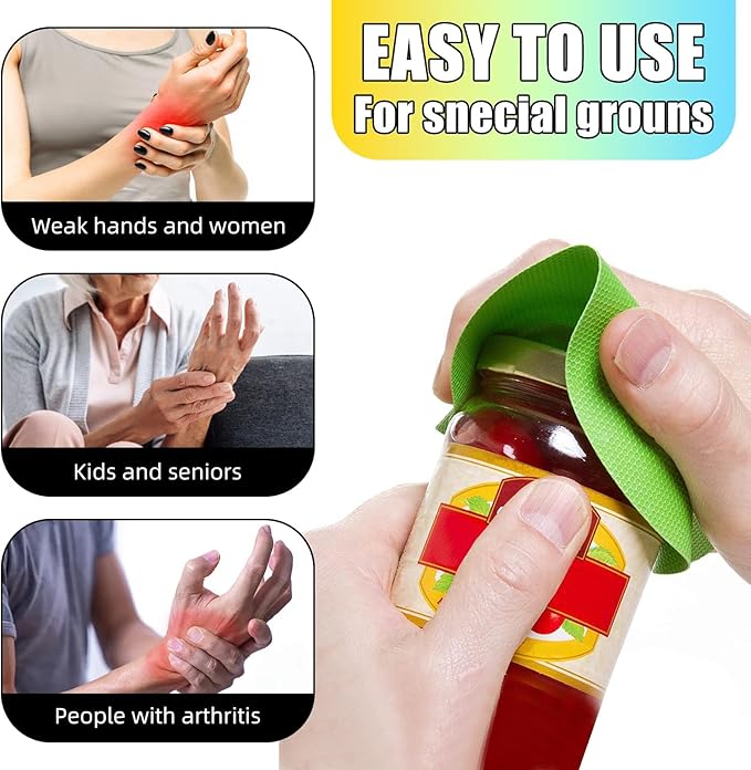 8PCS Silicone Jar Opener Grippers, Rubber Jar Opener Pads, Round & Square Jar Lid Openers for Weak Hands & Arthritis, Bottle Cap Grips