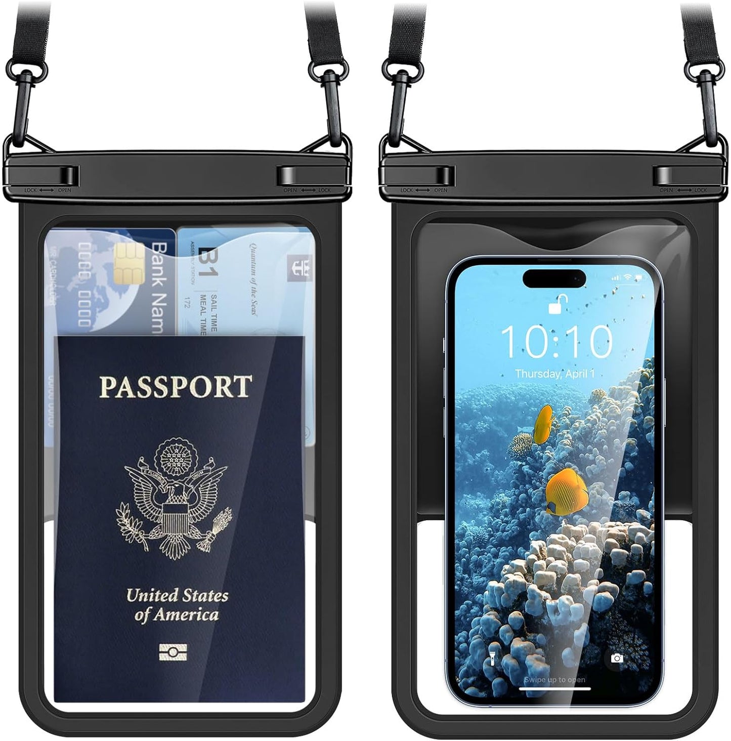 [Up to 8.5" Waterproof Phone Pouch - 2 Pack Waterproof Phone Case for iPhone 16 15 14 Pro Max Galaxy S25 S24 Ultra, IPX8 Dry Bag with Lanyard for Beach Travel Essentials