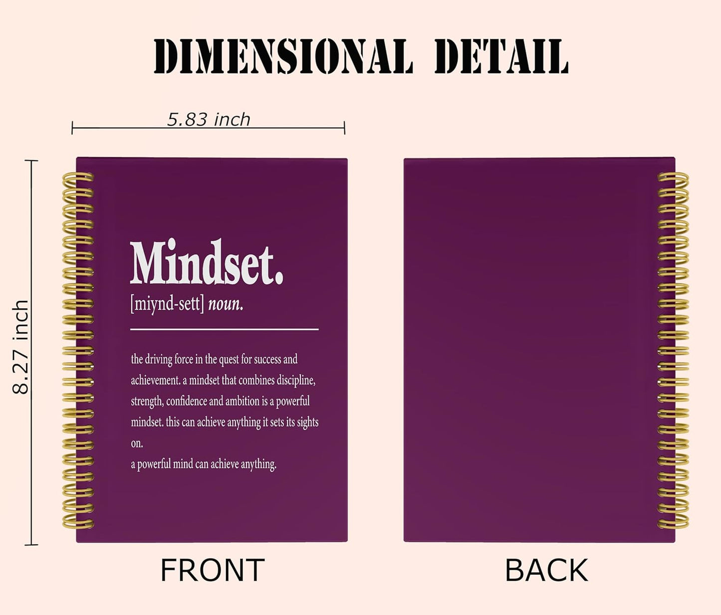 Knibeo Mindset Inspirational Notebooks Journal - Anti Anxiety Notebook, 5.5×8.3 Inch Inspirational Spiral Bound Notebook with 164 Pages, College School Supplies(Violet)