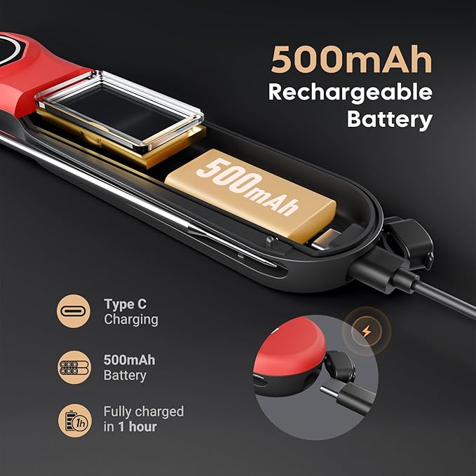 Rechargeable 0.5 Seconds Instant Read Meat Thermometer for Cooking, ±0.5℉ Accuracy Digital Food Thermometer with Large Screen, IP65 Waterproof Kitchen Thermometer with Magnets for Grilling Frying BBQ