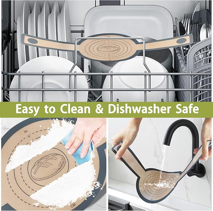 2 Pcs Silicone Bread Sling, Sourdough Bread Baking Supplies for Dutch Oven, Non-Stick & Easy Clean Reusable Dough Mat with Long Handles