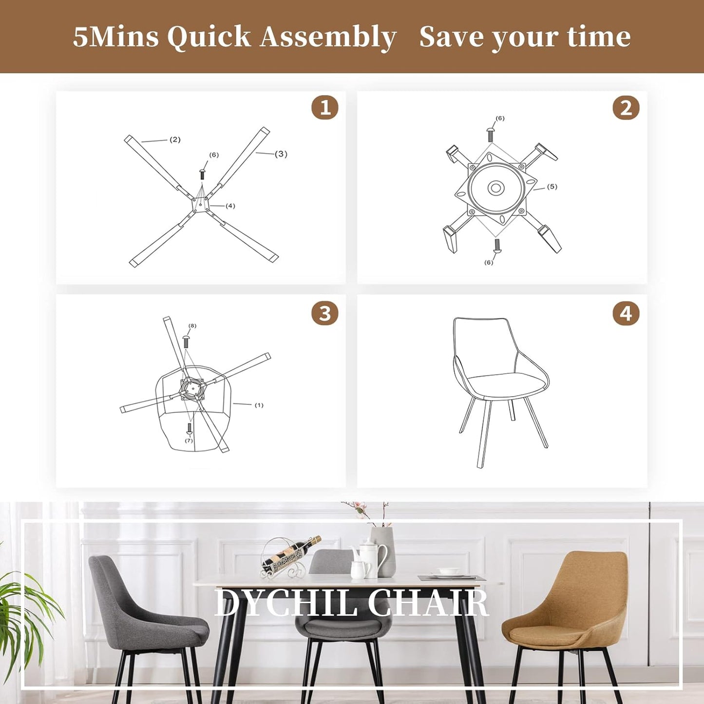 Dining Chairs Set of 2 Ergonomic Living Room Chairs Yellow Kitchen Chairs,Loads Up to 270lbs,Quick Assembly,Dining Room Chairs with Arms for Kitchen,Dining, Bedroom, Living Room
