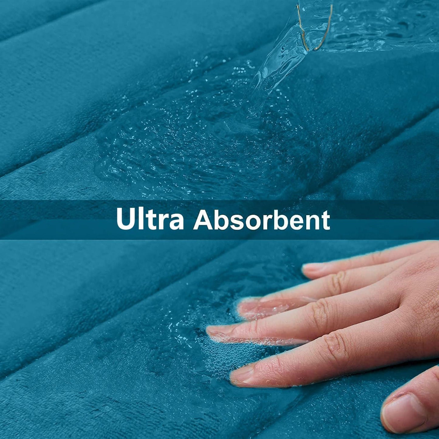 Buganda Memory Foam Bath Mat, 60" x 24", Ultra Soft and Non-Slip Bathroom Rugs, Water Absorbent and Machine Washable Bath Rug Runner for Bathroom, Shower, and Tub, Peacock Blue