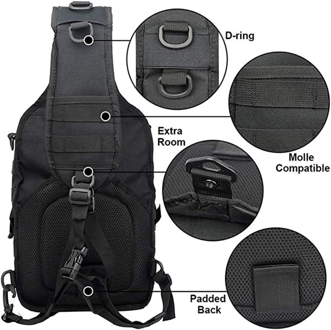 hopopower Tactical Sling Bag Pack Military Rover Shoulder Backpack EDC Assault Range Bag, Water-Resistant
