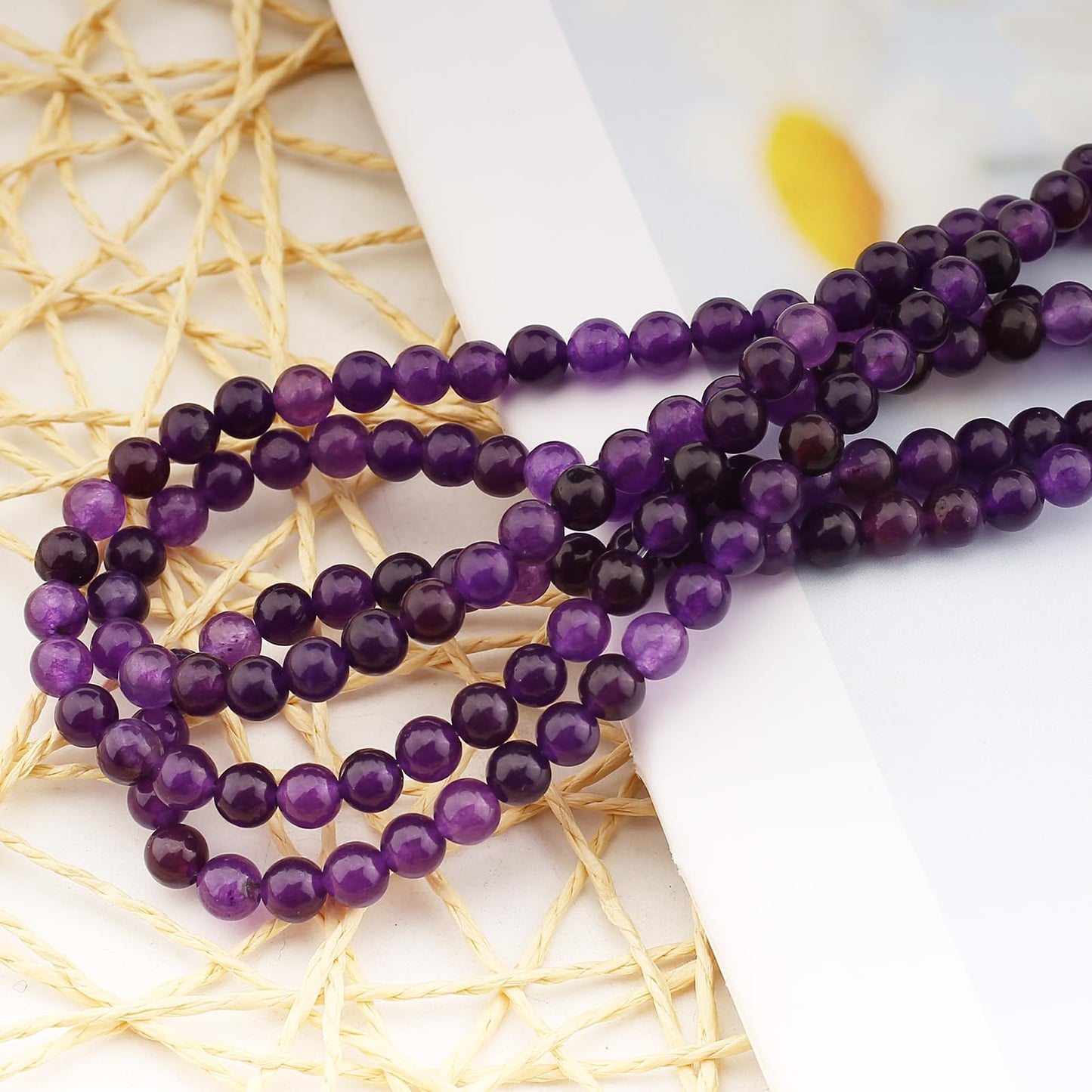 HERZWILD 180Pcs Natural Amethyst Gemstone Beads Energy Healing Crystal Stone Round Loose Gemstone Stone Beads for Jewelry Making, DIY Bracelets Necklaces (Amethyst-6mm)