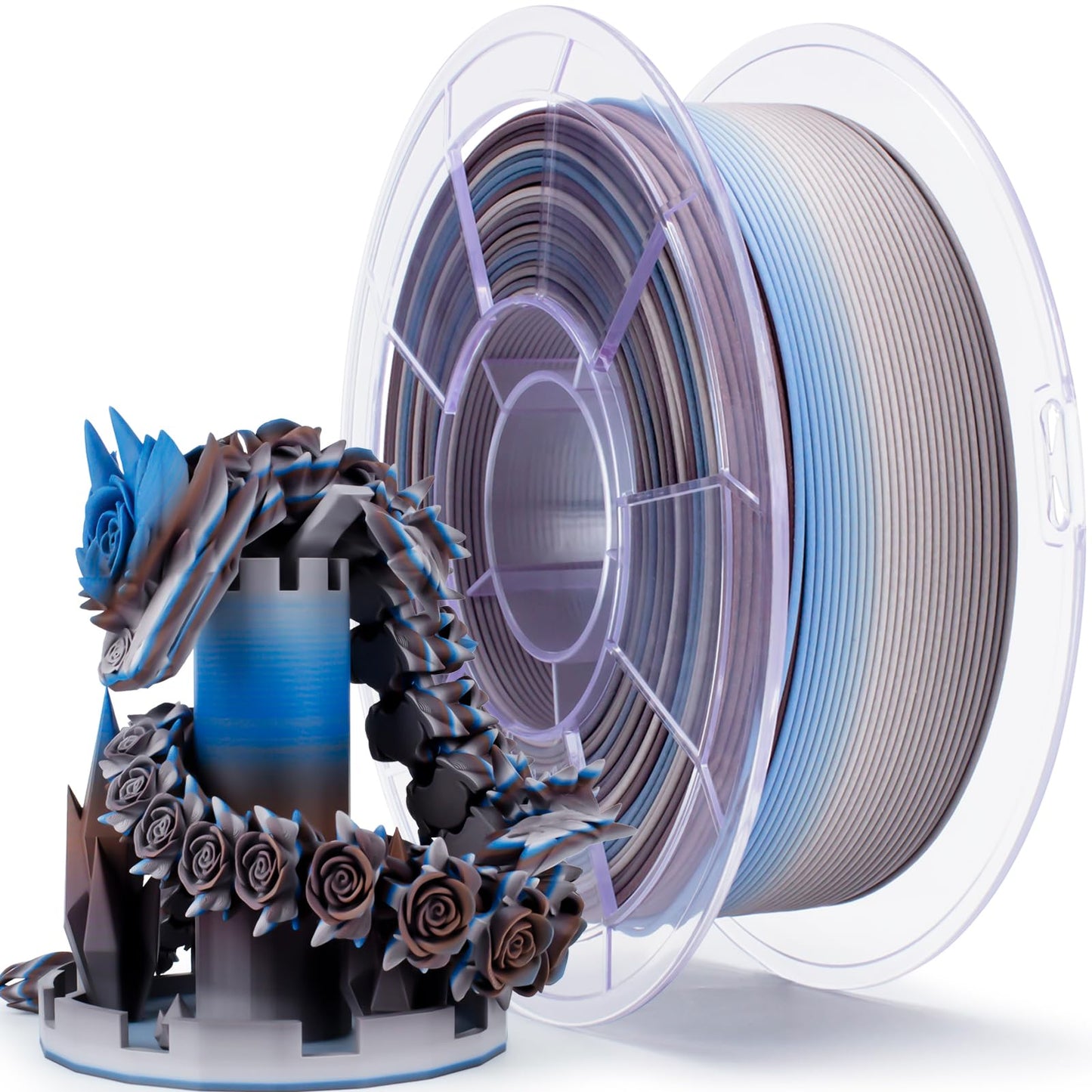 ZIRO Color Change Filament, Matte Gradient Rainbow 3D Printer Filament, Faster Color Changing by Length PLA, Dimensional Accurac