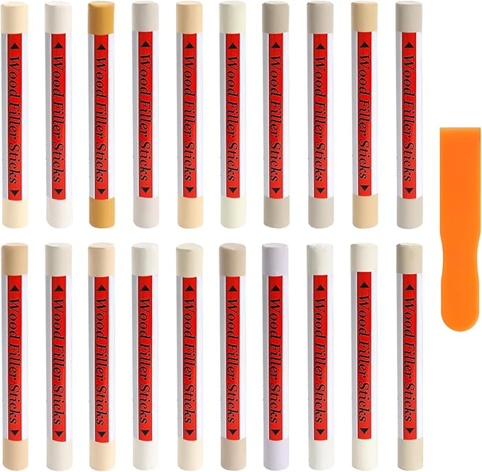 Wood Filler Sticks, 20 Colors Wood Repair Wax Crayons Furniture Markers Touch Up Kit for Repairing Scratches, Dents, Cracks, Holes in Wooden Floors and Furniture, Light Color Series
