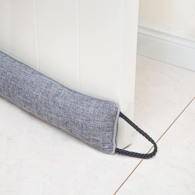 Marwood Under Door Draft Stopper 36 inch Wind Stopper for Door & Window, Weighted French Air Draft Stopper Front Door Snake Noise Blocker for Bottom of Door with Hanging Loops - Grey