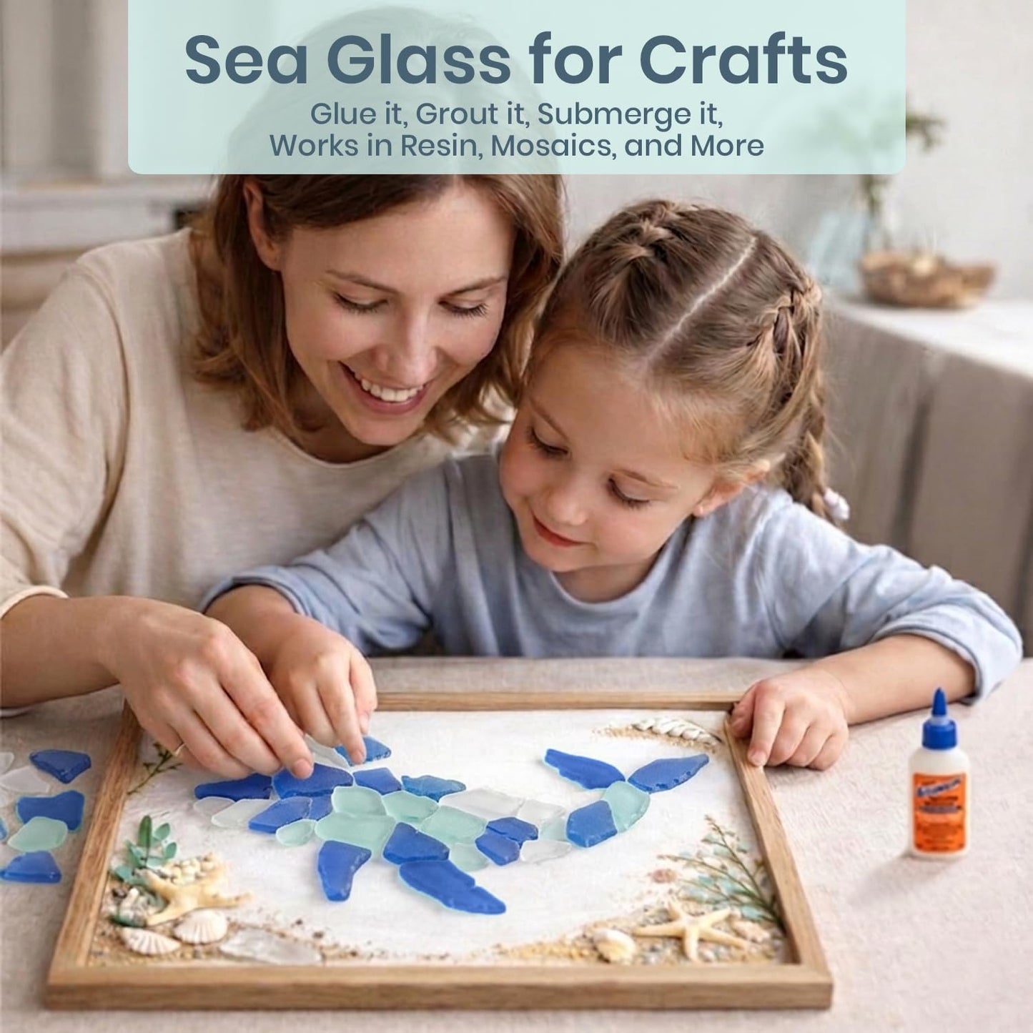 Sea Glass for Crafts – 11oz Cobalt Blue, Aqua & White Seaglass, Beach Glass for Crafts, Sea Glass Decor, Broken Glass Pieces for Crafts, Glass Pieces for Crafts, Wedding, Coastal DIY Projects