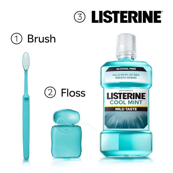 Listerine Total Care Anticavity Fluoride Mouthwash, 6 Benefits in 1 Oral Rinse Helps Kill 99% of Bad Breath Germs, Prevents Cavities, & Strengthens Teeth, Fresh Mint, 1 L, Pack of 1
