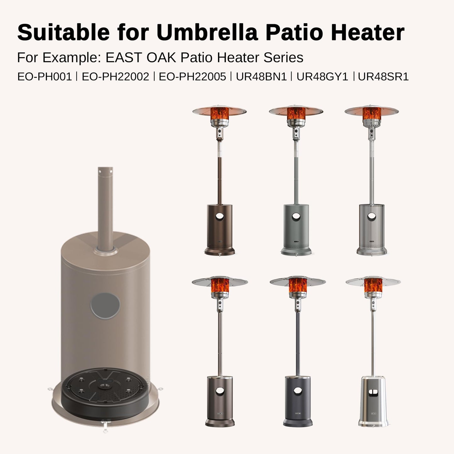 EAST OAK Patio Heater Sand Box/Water Box as Patio Heater Accessory, Maximum Capacity 26.45 lbs. Used to Increase the Stability of Umbrella Patio Heaters, Such as EAST OAK Patio Heater UR48BN1, Black