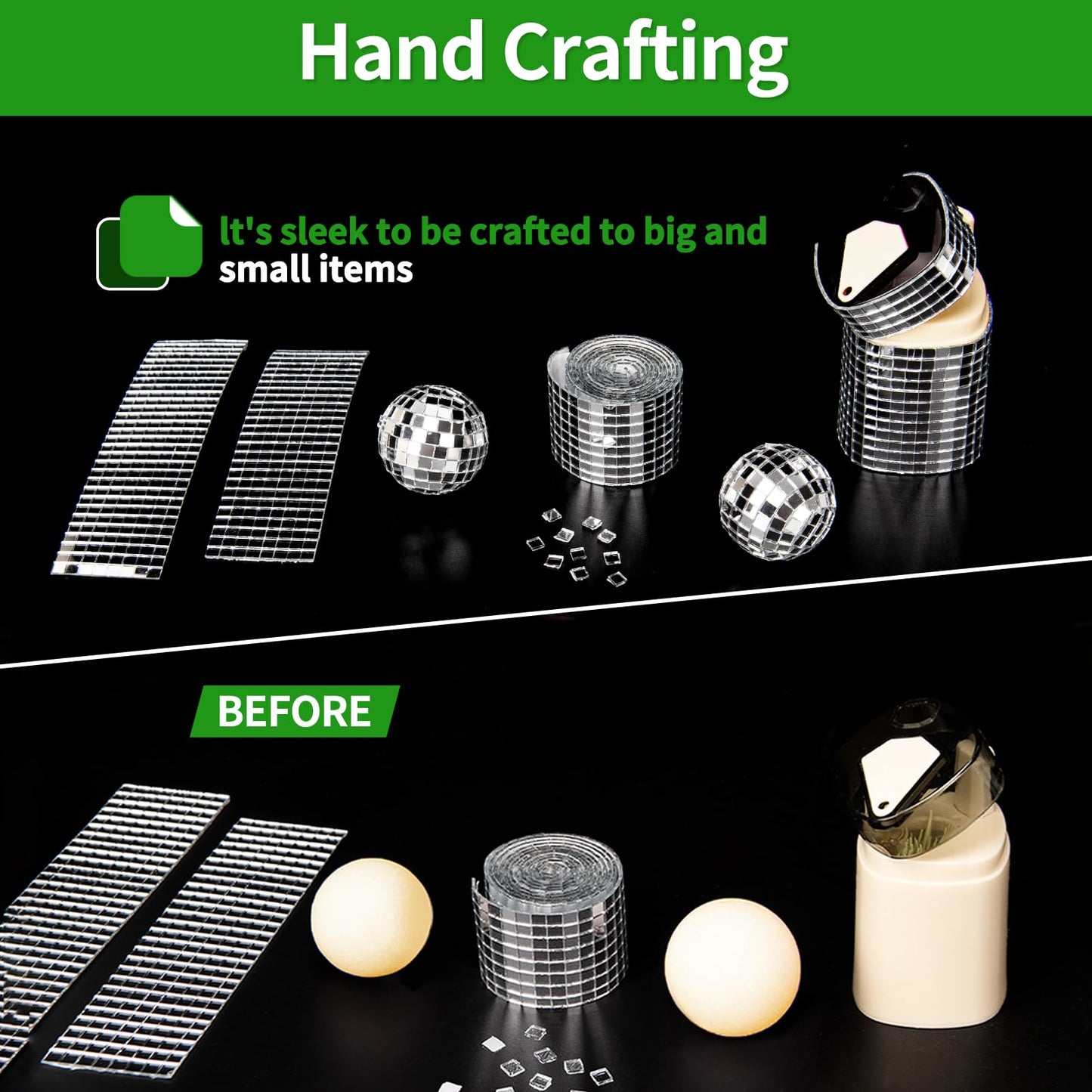 LONGKING 4728 Silver Square Mirror Mosaic Tiles, Glass DIY Craft Decoration, Disco Ball Tiles