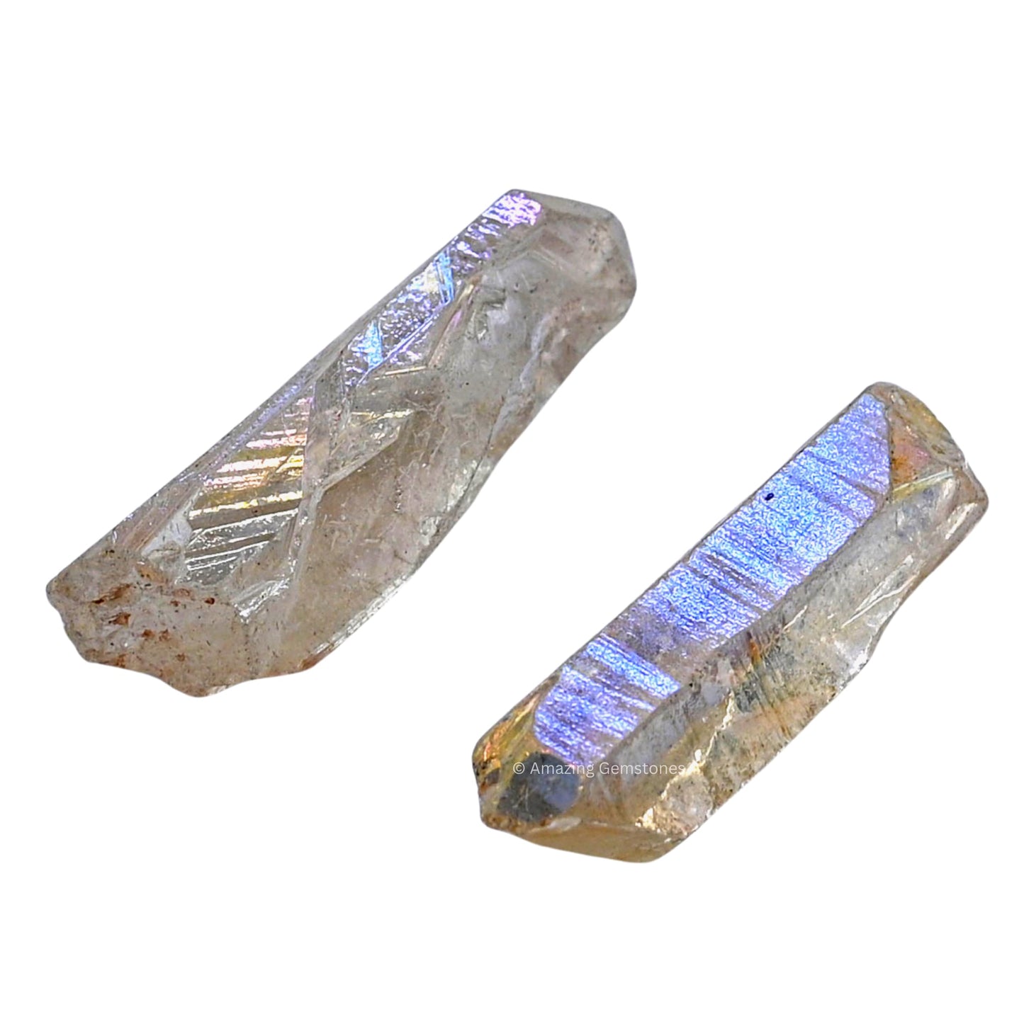 Amazing Gemstone 2 Pieces Angel Aura Quartz Raw Pencil Points Crystals and Healing Stones, Natural Rocks for Meditation and DIY Raw Point Stones and Crystals