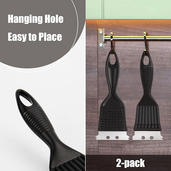 Wire Brush with Scraper for Paint Removal Rust Cleaning 2-Pack Versatile Stainless Steel Bristle Brush for Cleaning Grill Stains Welds Moss and More