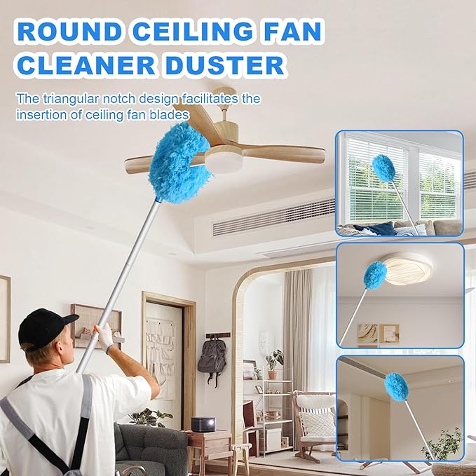 Storystore Ceiling Fan Cleaner Duster and Feather Dusters for Cleaning Dust and Cobweb(4-Claw and Round)