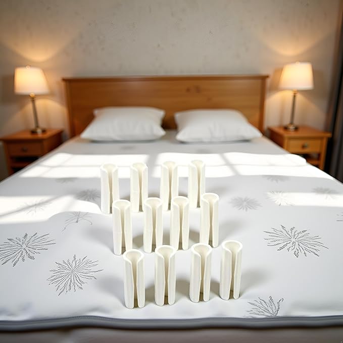 12 Pc White Bed Sheet Grippers Fasteners Clips Keep Sheets Snug Mattresses Raised Edge Sheet Fasteners
