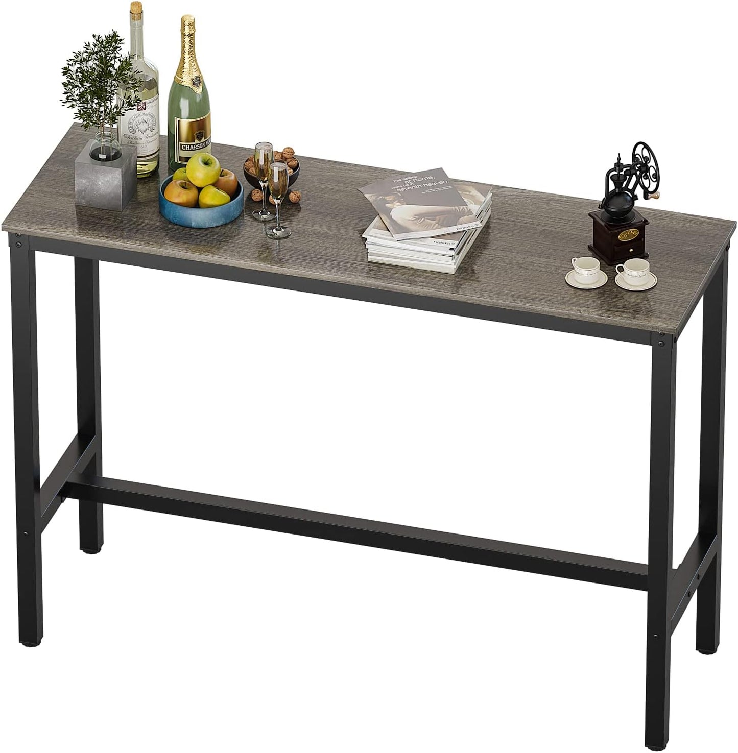 Teraves Bar Table, Bar Height Pub Table, Counter Height Table with Sturdy Metal Frame, Rectangular High Top Table for Kitchen & Dining, Living Room (39.37", Black Oak)