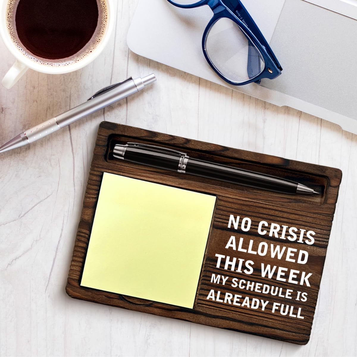 Funny Boss Gifts for Women Men, Gag Gifts for Boss Leader Boss's Day Birthday, No Crisis Allowed This Week My Schedule is Already Full Sticky Note Holder Office Cubicle Decor