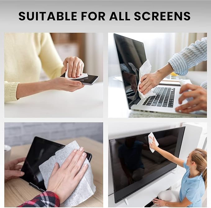 Electronic Wipes Screen Cleaner [40 Wipes] Streak-Free Screen Wipes Computer Screen Wipes & TV Screen Cleaner - Screen Wipes for Electronics, Screen Cleaner Wipes - [Microfiber Cloth+40 Wipes]