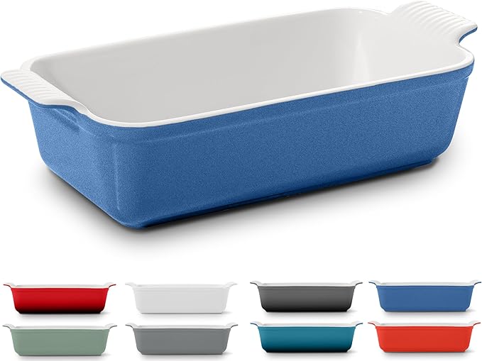 Signature Stoneware Loaf Pan | Non-Stick for Perfect Baking and Bread Making | 1lb Loaf Pan [Reactive Blue]