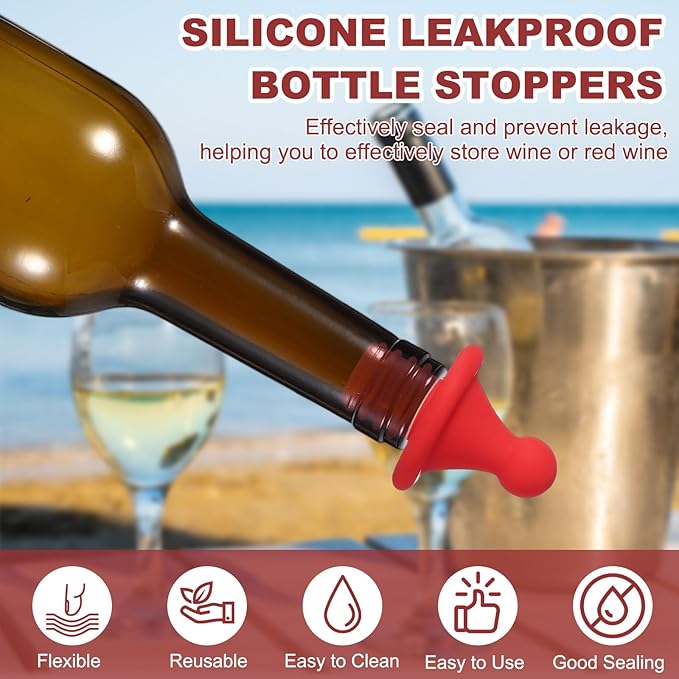 uxcell 3 Pcs Silicone Roof Shape Wine Stopper, Reusable Wine Stoppers Airtight Leak-proof Bottle Plug Liquor Saver with Beer Beverage Bottle Stopper for Bar Holiday Party, Sky Blue