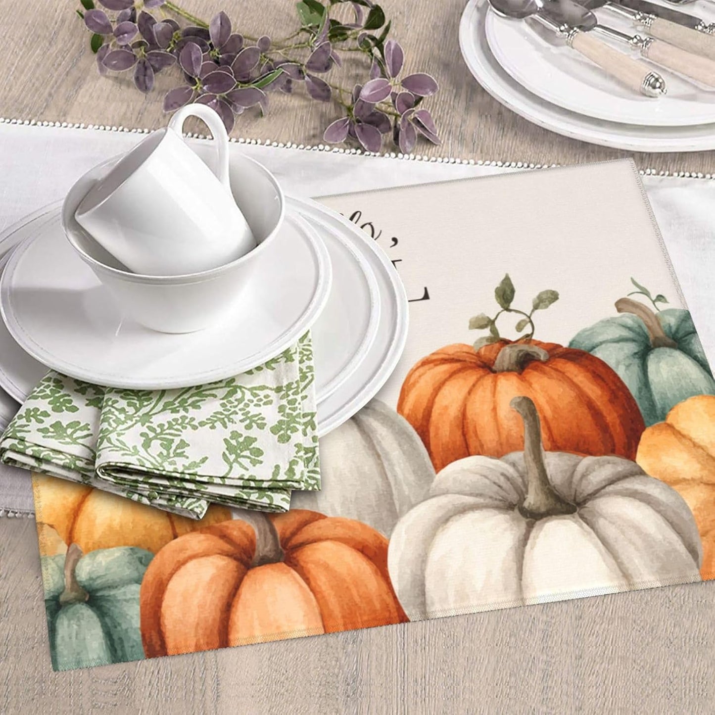 Dish Drying Mat Pumpkin Fall Autumn Thanksgiving for Kitchen Counter Absorbent 16x18 Inch Microfiber Dishes Plate Glass Dry Draining Pad Reversible Washable