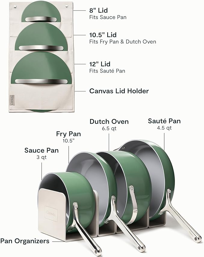 Caraway 23-Piece Nonstick Ceramic Cookware & Bakeware Set – Pots, Frying Pans, Lids, Baking Sheets, Pans, Cooling Rack & Storage – Oven Safe, Non-Toxic – Compatible with All Stovetops - Sage