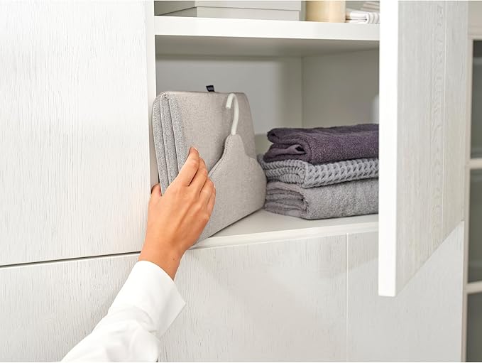 Brabantia - Foldable Steam Board - for High Pressure Clothes Steaming - Solid Heat Resistant Surface - Versatile Hanging Hook - Easier Steaming with Handheld Steamers - 36 x 16 inches - Gray