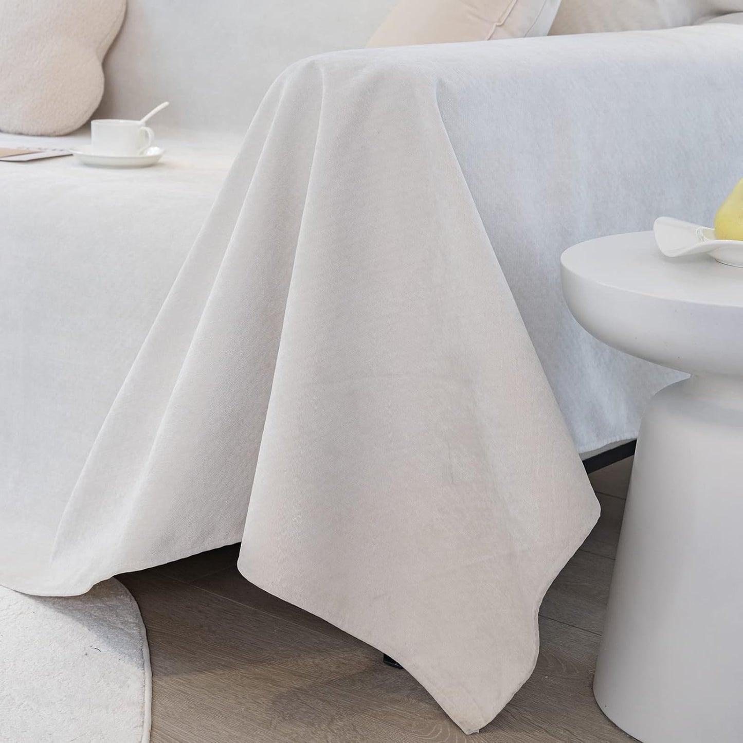 STACYPIK Waterproof Ivory White Sofa Covers Couch Cover for Pets, Anti-Cat Scratch Furniture Protector or 2 Cushion Couch, Washable Jacquard Recliner Loveseat Sofa Slipcover for Pets, Kids-71X90IN