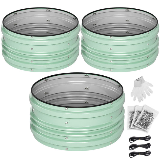 WORKPRO 3Pcs 2x2x1ft Galvanized Raised Garden Bed Set, Rust & Corrosion Protection, Easy Assembly, Safe Edge, Ideal for Vegetables & Flowers, Green