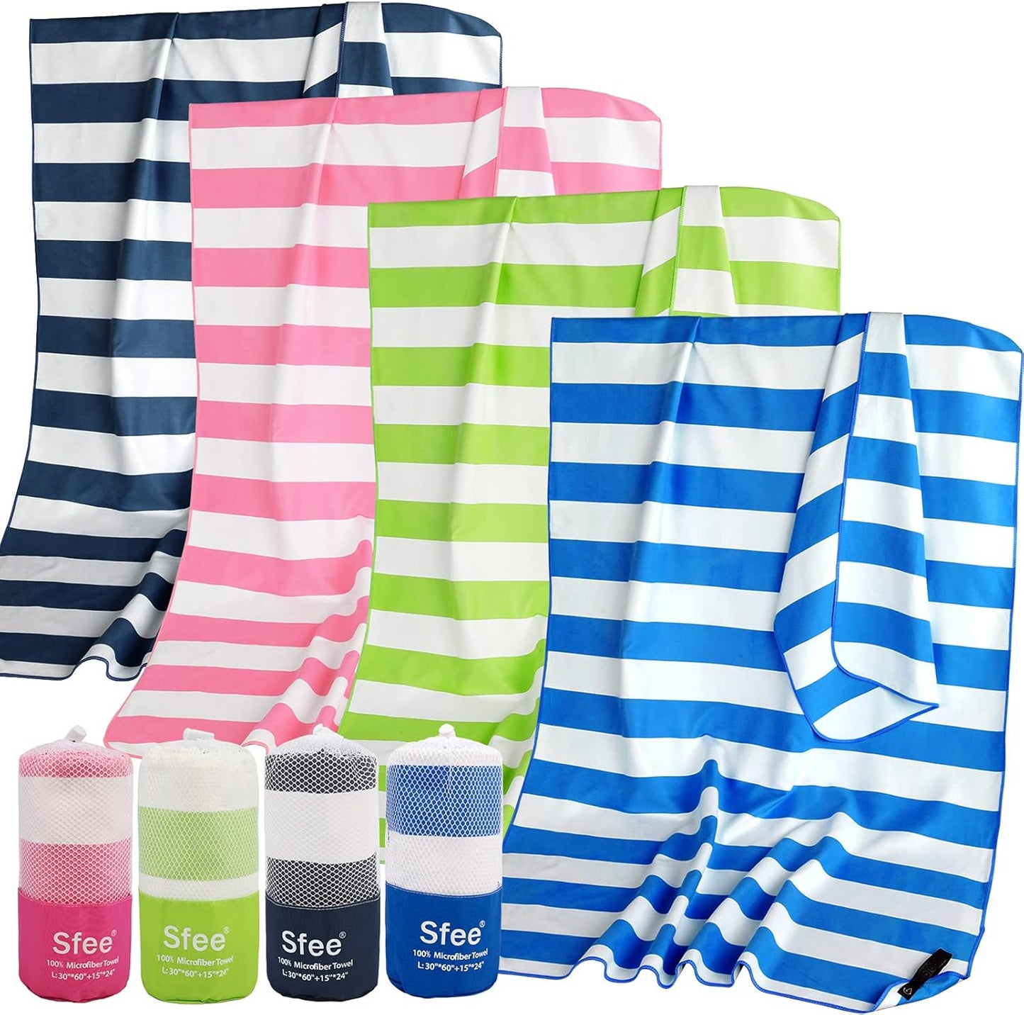 Sfee 2 in 1 Microfiber Beach Towel, Quick Dry Towel Travel Camping Towel Super Absorbent Compact Lightweight Sports Gym Towels Set for Beach, Gym, Hiking, Pool, Backpacking, Bath, Yoga