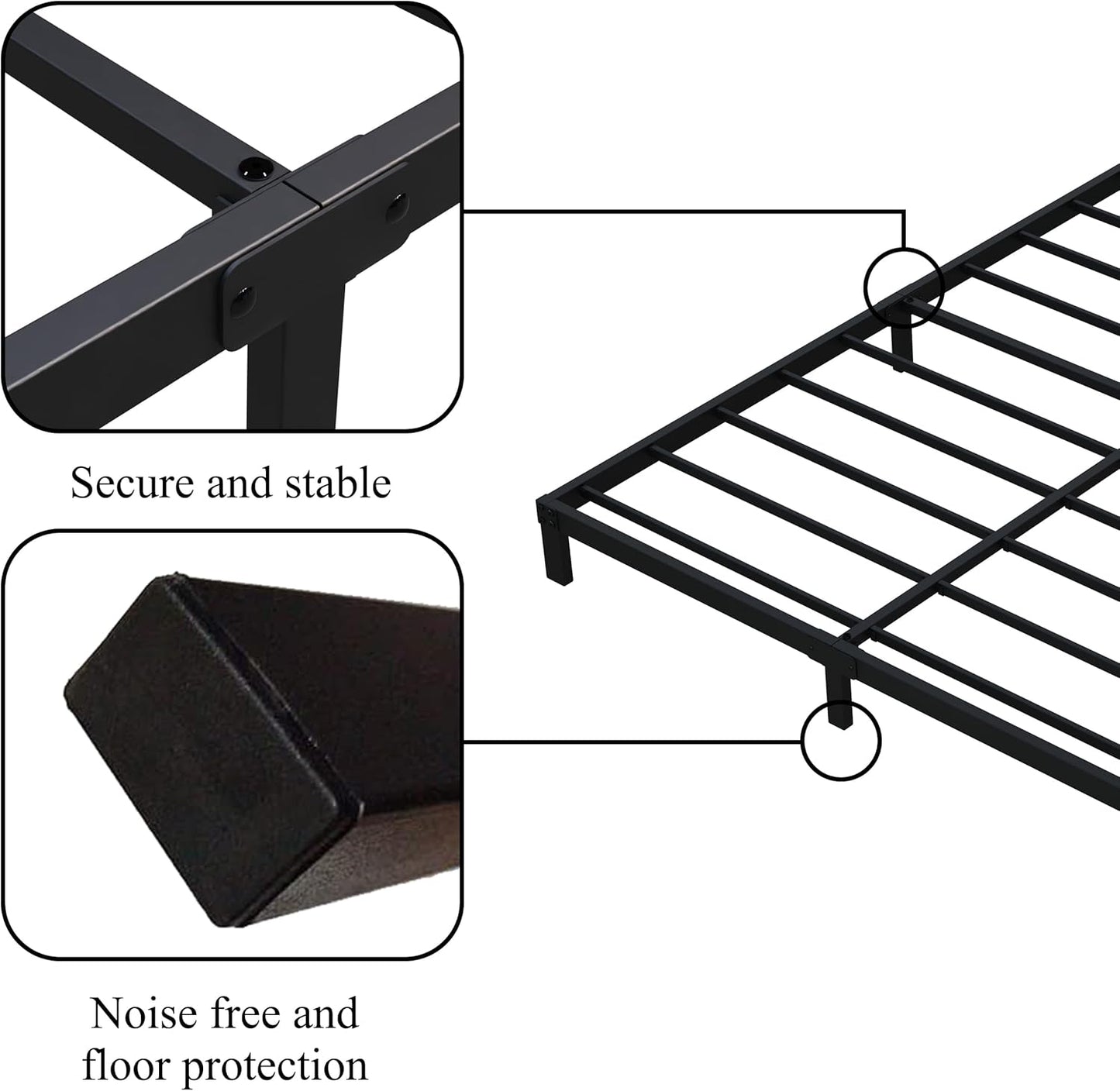 7 Inch California King Bed Frame No Box Spring Need, Low Profile Metal Platform Cal King Size Bed Frame, Heavy Duty Support Bedframes California King, Easy Assembly