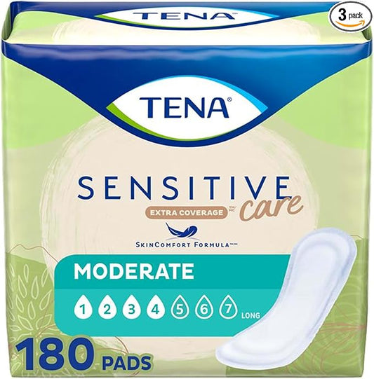 TENA Sensitive Care Extra Coverage Moderate Absorbency Incontinence Bladder Control Pad, 180 count