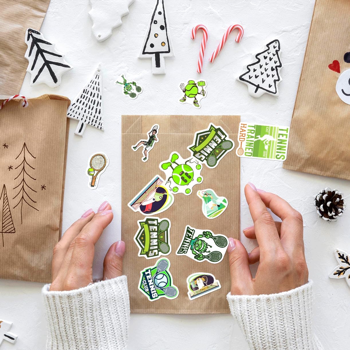 50pcs Tennis Theme Stickers Pack Vinyl Decals for Players Athletes Fans Kids Teens Laptop Water Bottle Skateboard Sports Gear Bedroom Bottles Bumper Adults Phone Case