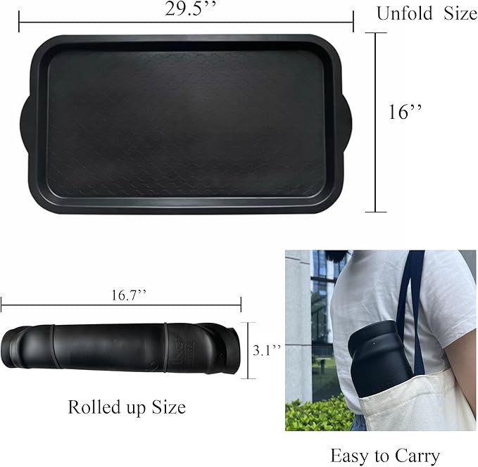 PetLike Boot Tray for Entryway, Pet Food Mat, Waterproof Rubber Shoe Mat for Indoor and Outdoor, Multi-Purpose Tray for Boots, Shoes, Pets, Garden (Black, 1PACK 29.5X16 INCH)